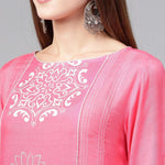 PANNKH Pink Lotus Inspired Printed Panelled Kurta Roposo Clout