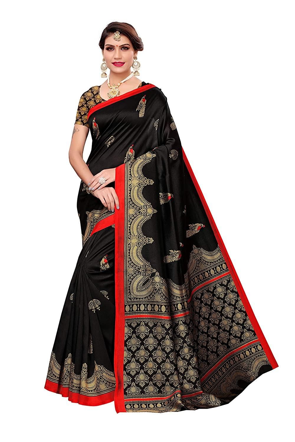 Delicate Printed  Art Silk Sarees Roposo Clout