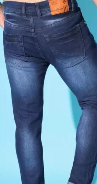 FUDE PRIDE Men's Slim Fit Mid Rise Distressed Navy Blue Jeans Roposo Clout