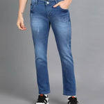 FUDE PRIDE Men's Slim Fit Mid Rise Solid Blue Jeans Roposo Clout