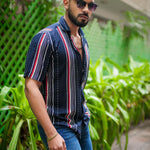 ROYAL TAIL Men's Stripe Print Rayon Cuban Collar Casual Shirt Multicolor Roposo Clout