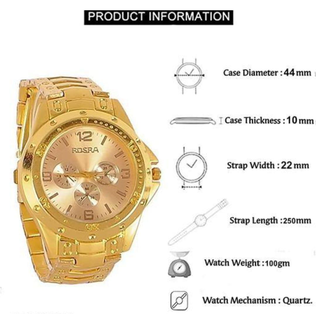 Men's Golden Stainless Steel Watches Roposo Clout