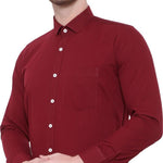 SREY Men Slim Fit Solid Maroon Formal Shirt Roposo Clout