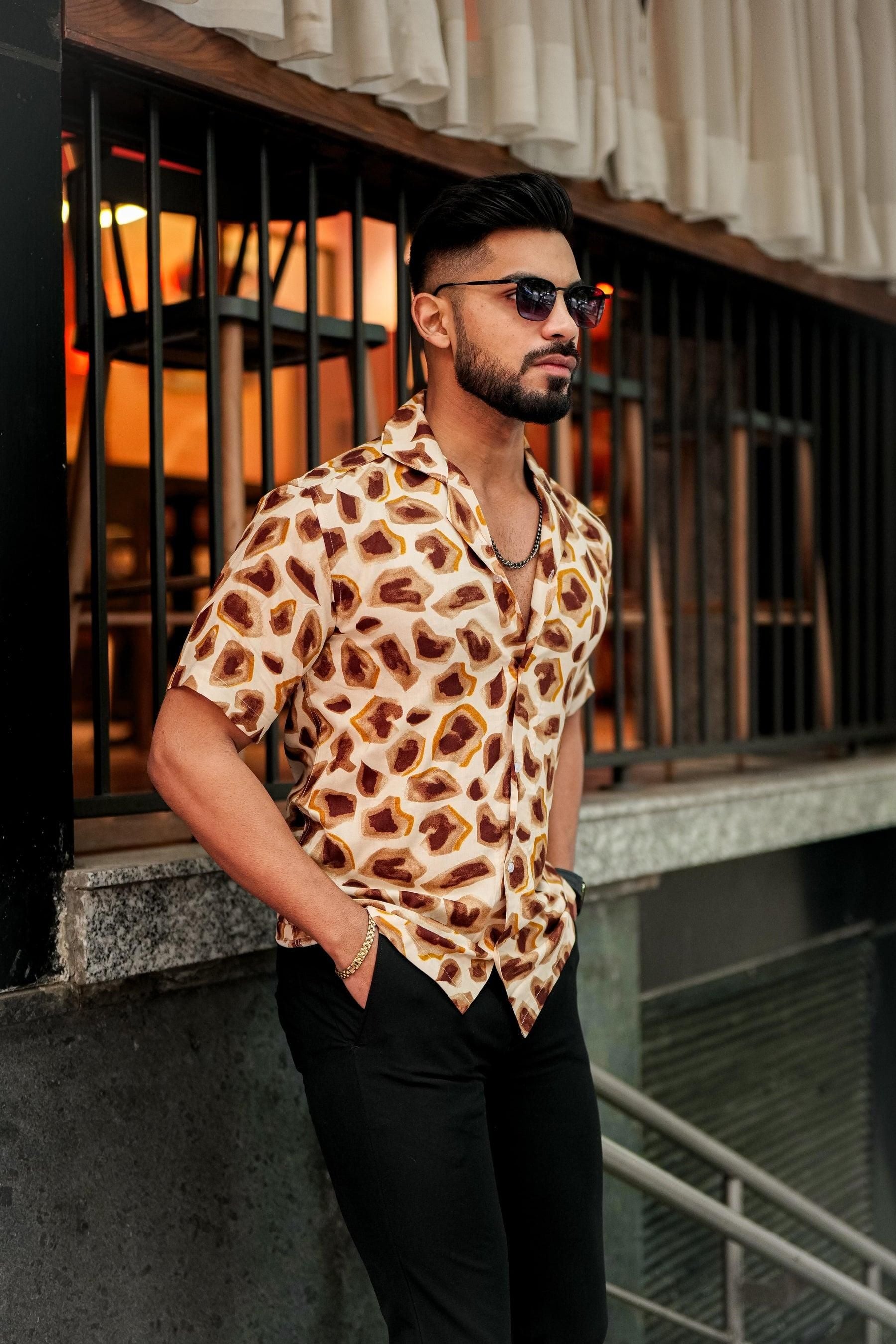 ROYAL TAIL Men's Printed Rayon Cuban Collar Casual Shirt Multicolor Roposo Clout