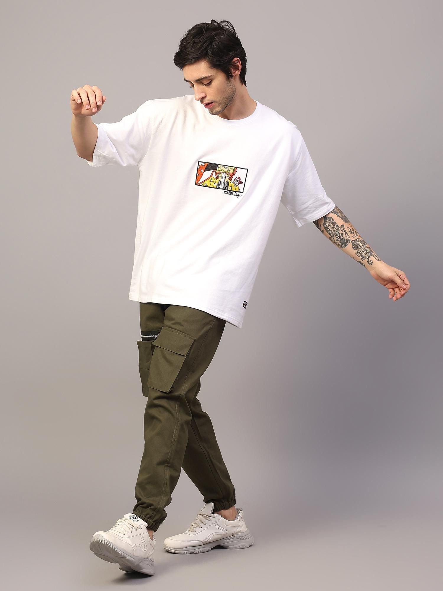 Sprouted Men's Cotton Blend Solid Multipocket Cargo Jogger Roposo Clout