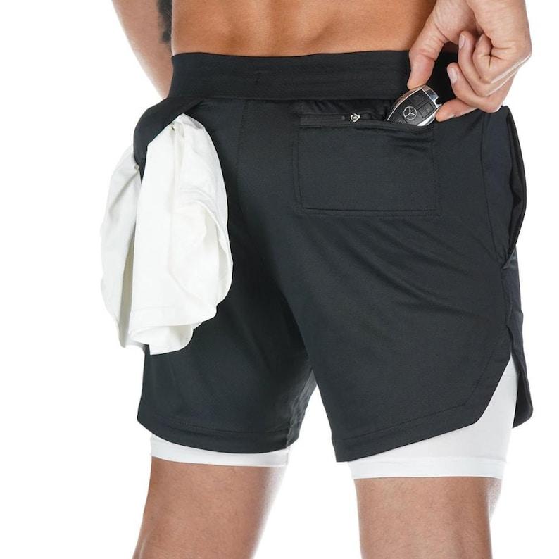2 in 1 Running Shorts Built in Base Layer Pants Pocket Roposo Clout