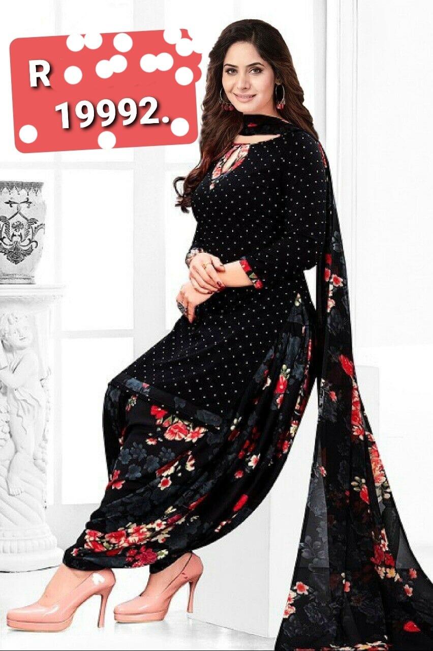 Trendy Printed Crepe Dress Material /Suits Roposo Clout