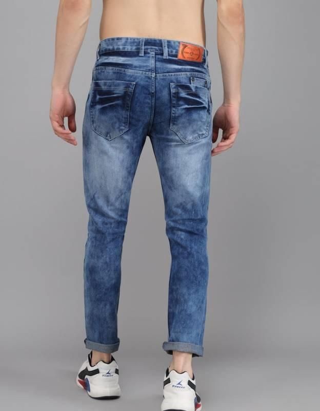 FUDE PRIDE Men's Slim Fit Mid Rise Distressed Blue Jeans Roposo Clout