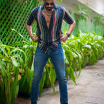 ROYAL TAIL Men's Stripe Print Rayon Cuban Collar Casual Shirt Multicolor Roposo Clout