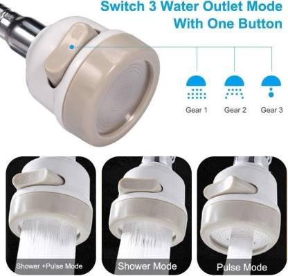 360 Degree Rotating Water-Saving Sprinkler, Faucet Aerator, 3-Step Adjustable Head Nozzle Splash-Proof Filter Extender Sprayer for Kitchen-Sink, Bathroom 056cc4-2