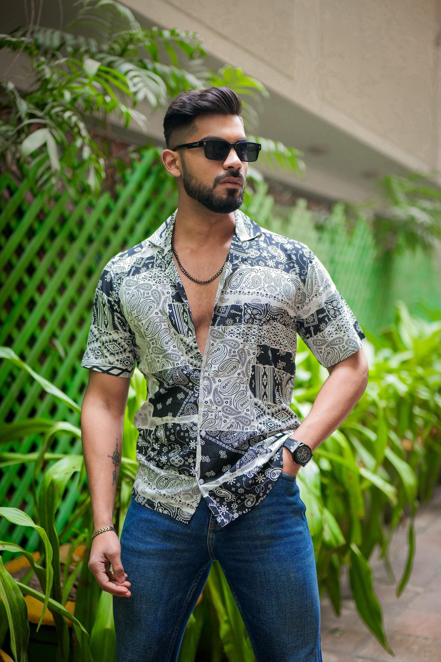 ROYAL TAIL Men's Printed Rayon Cuban Collar Casual Shirt Multicolor Roposo Clout