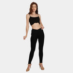 Attire Lab Women's Solid High Waist Skinny Jeans -Black Roposo Clout