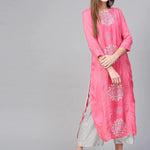 PANNKH Pink Lotus Inspired Printed Panelled Kurta Roposo Clout