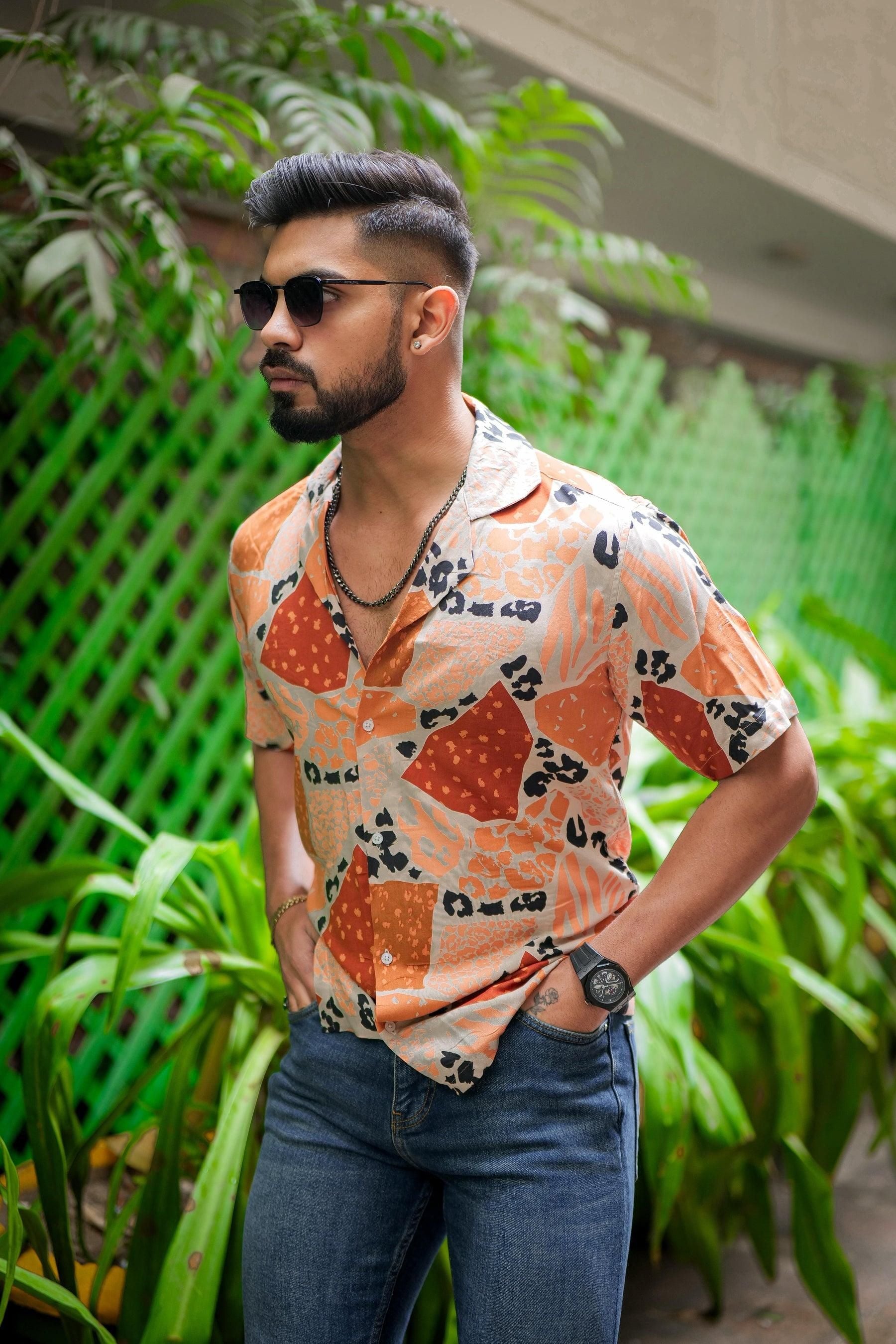 ROYAL TAIL Men's Printed Rayon Cuban Collar Casual Shirt Multicolor Roposo Clout