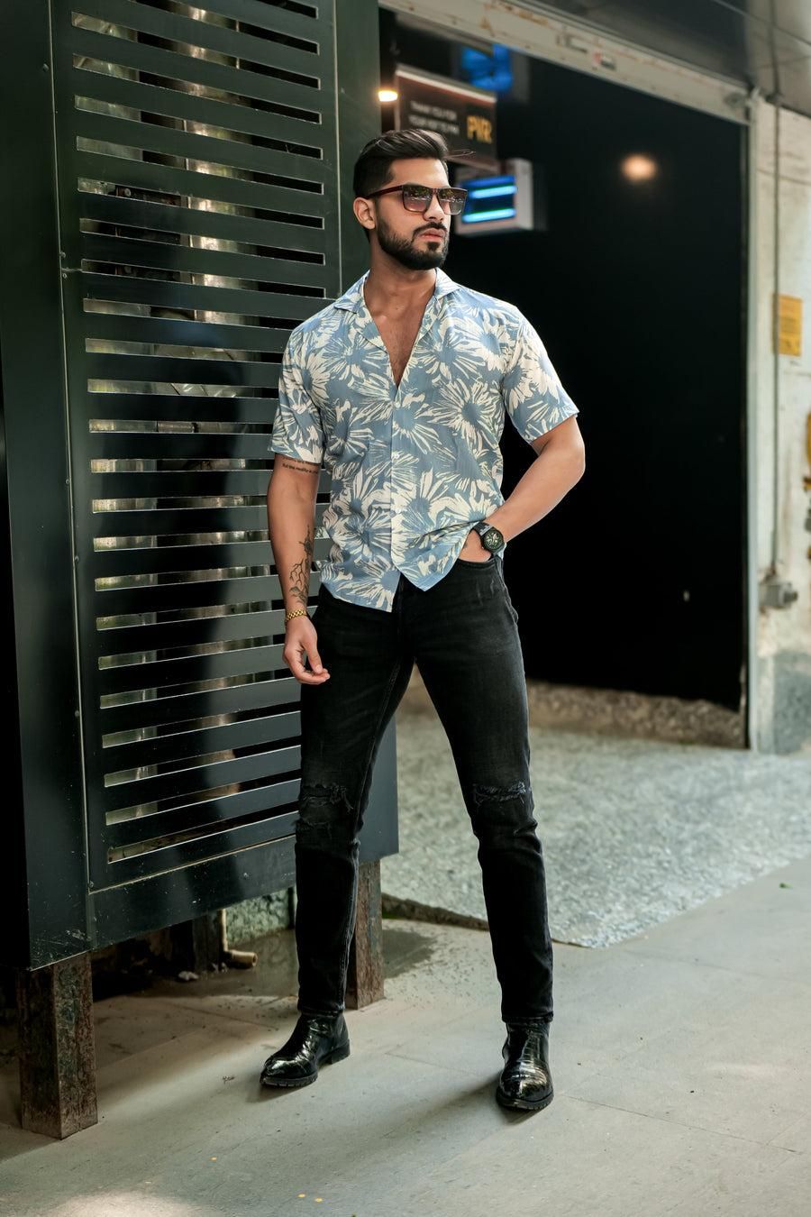 ROYAL TAIL Men's Printed Rayon Cuban Collar Casual Shirt Multicolor Roposo Clout