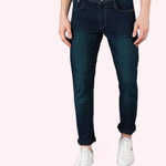 FUDE PRIDE Men's Slim Fit Mid Rise Solid Navy Blue Jeans Roposo Clout