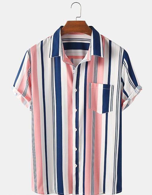 Rayon Stripes Half Sleeves Regular Fit Mens Casual Shirt Roposo Clout
