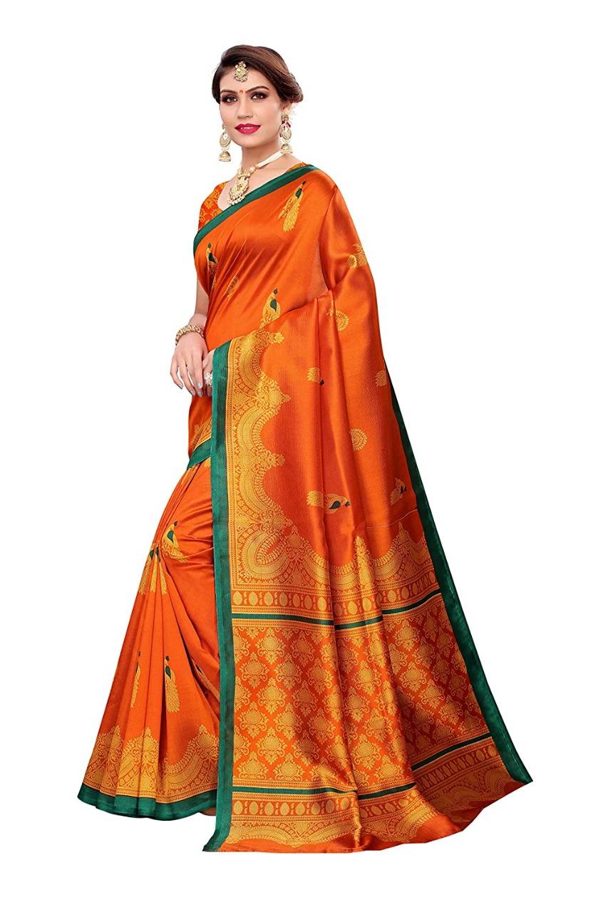 Elegant  Printed Art Silk Sarees Roposo Clout