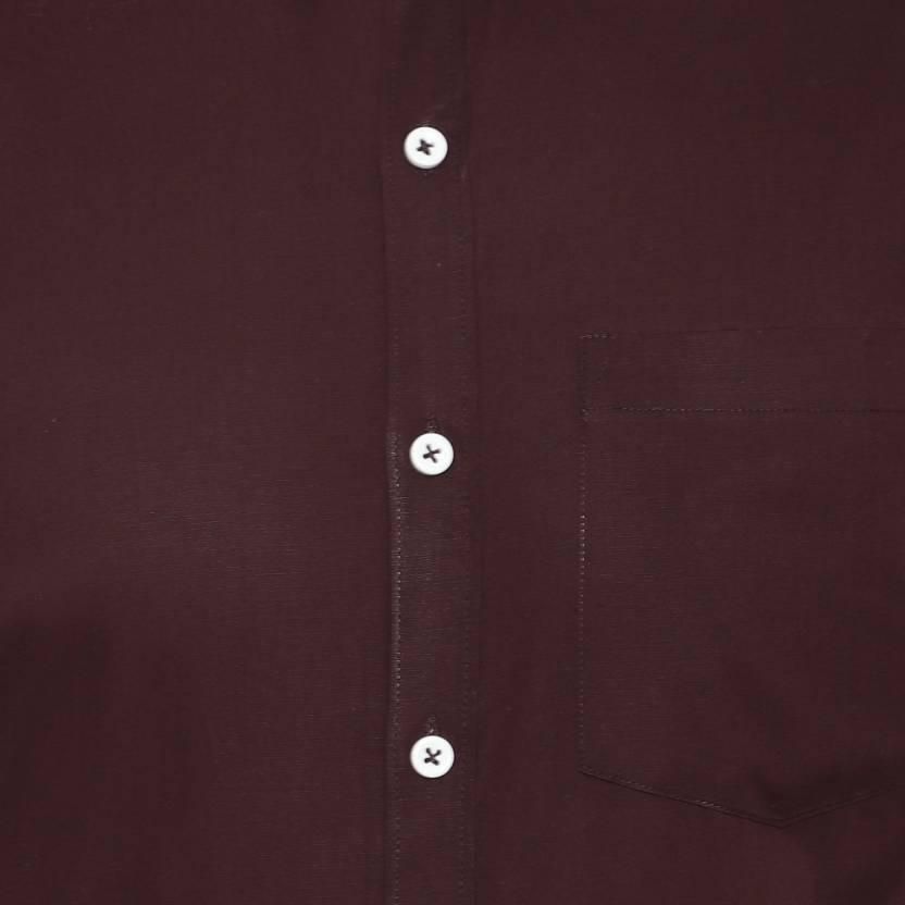 SREY Men Slim Fit Solid Brown Formal Shirt Roposo Clout