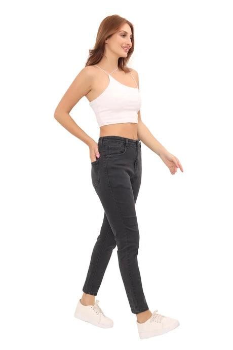 Attire Lab Women's Solid High Waist Skinny Jeans -Grey Roposo Clout