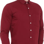 SREY Men Slim Fit Solid Maroon Formal Shirt Roposo Clout