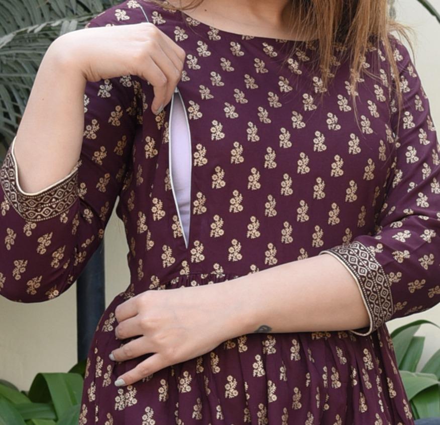 Exclusive Printed Rayon Feeding Kurtis Roposo Clout