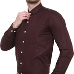 SREY Men Slim Fit Solid Brown Formal Shirt Roposo Clout