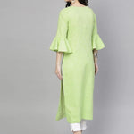 PANNKH Green Printed Chambray Kurta With Bell Sleeves Roposo Clout