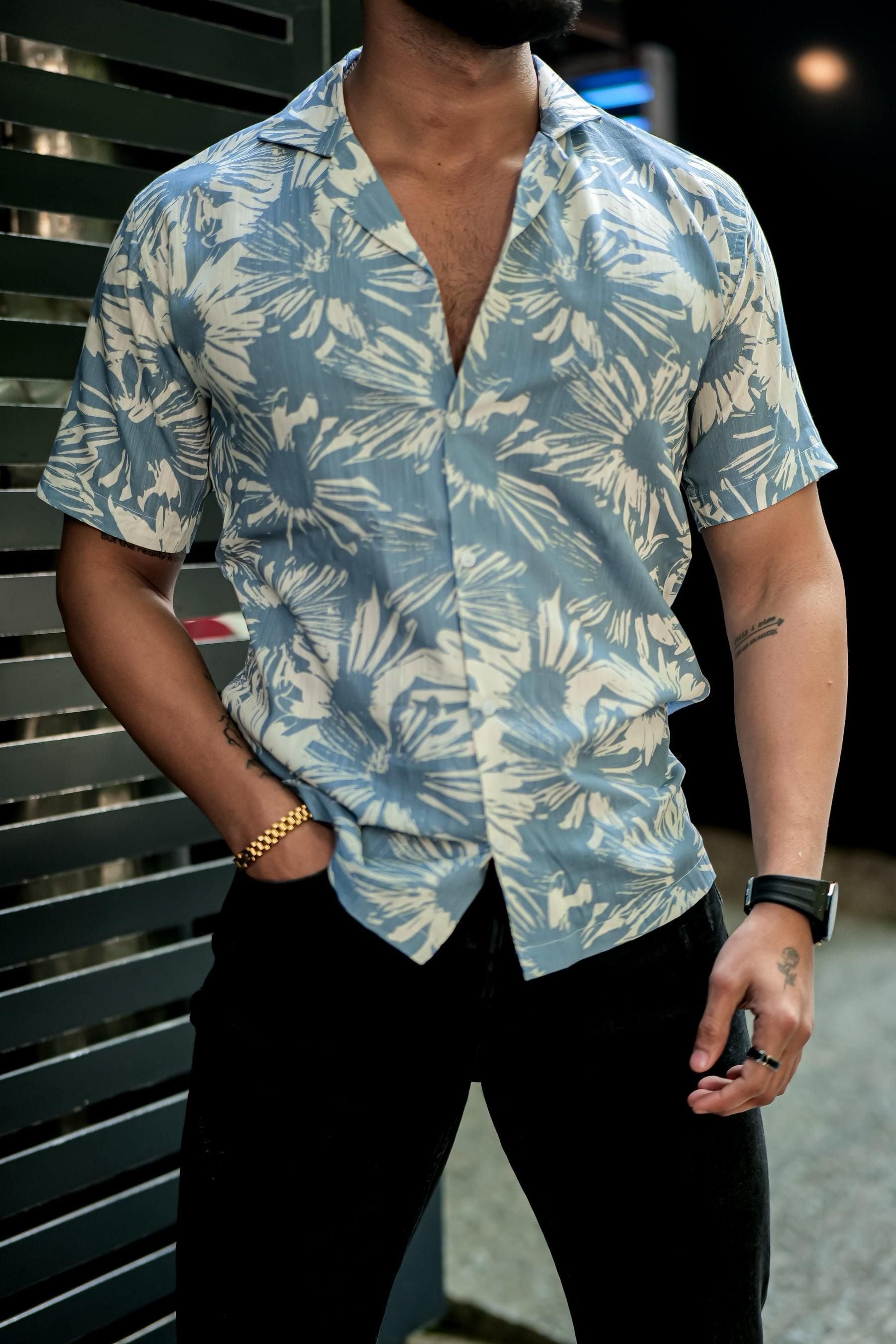 ROYAL TAIL Men's Printed Rayon Cuban Collar Casual Shirt Multicolor Roposo Clout