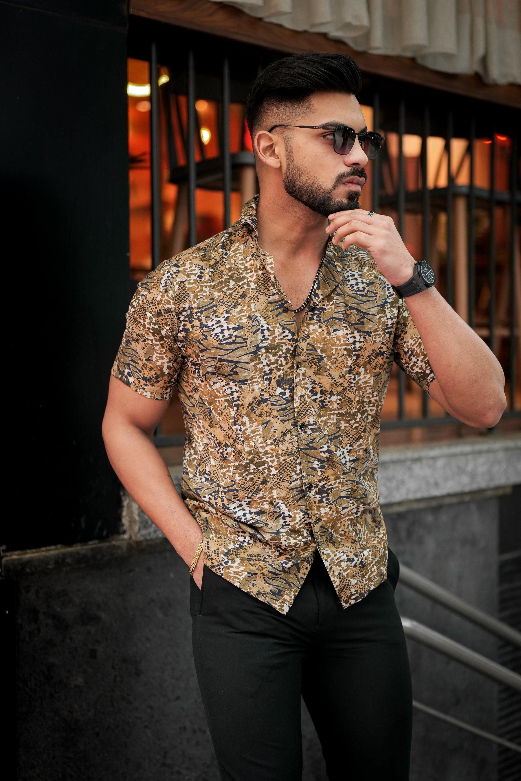 ROYAL TAIL Men's Printed Rayon Cuban Collar Casual Shirt Multicolor Roposo Clout