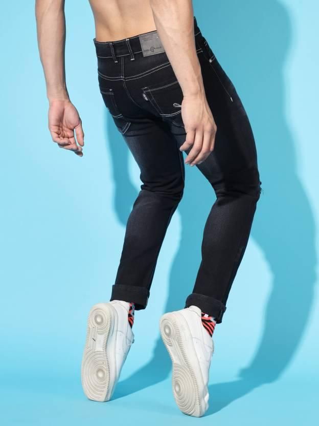 FUDE PRIDE Men's Slim Fit Mid Rise Printed Grey Jeans Roposo Clout