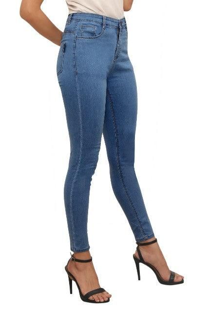 Attire Lab Women's Solid High Waist Skinny Jeans -Blue Roposo Clout