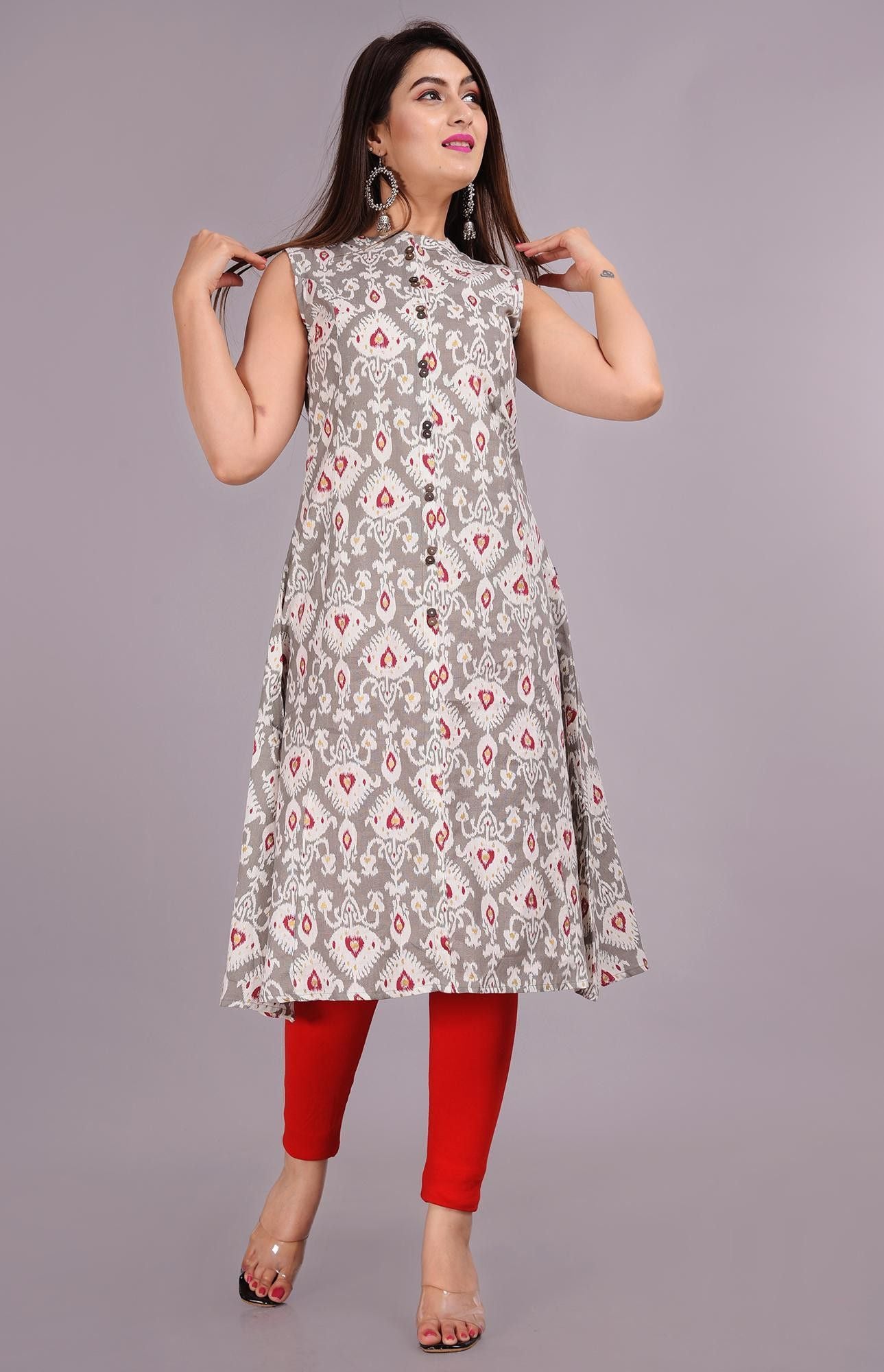Fantastic Printed Cotton Blend Kurti Roposo Clout