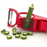 2 in 1 Vegetable Cutter with Peeler (Multicolour) / 2 in 1 Veg Cutter Stainless Steel 5 Blade Vegetable & Fruit Cutter for Kitchen - Pack of 1 056cc4-2