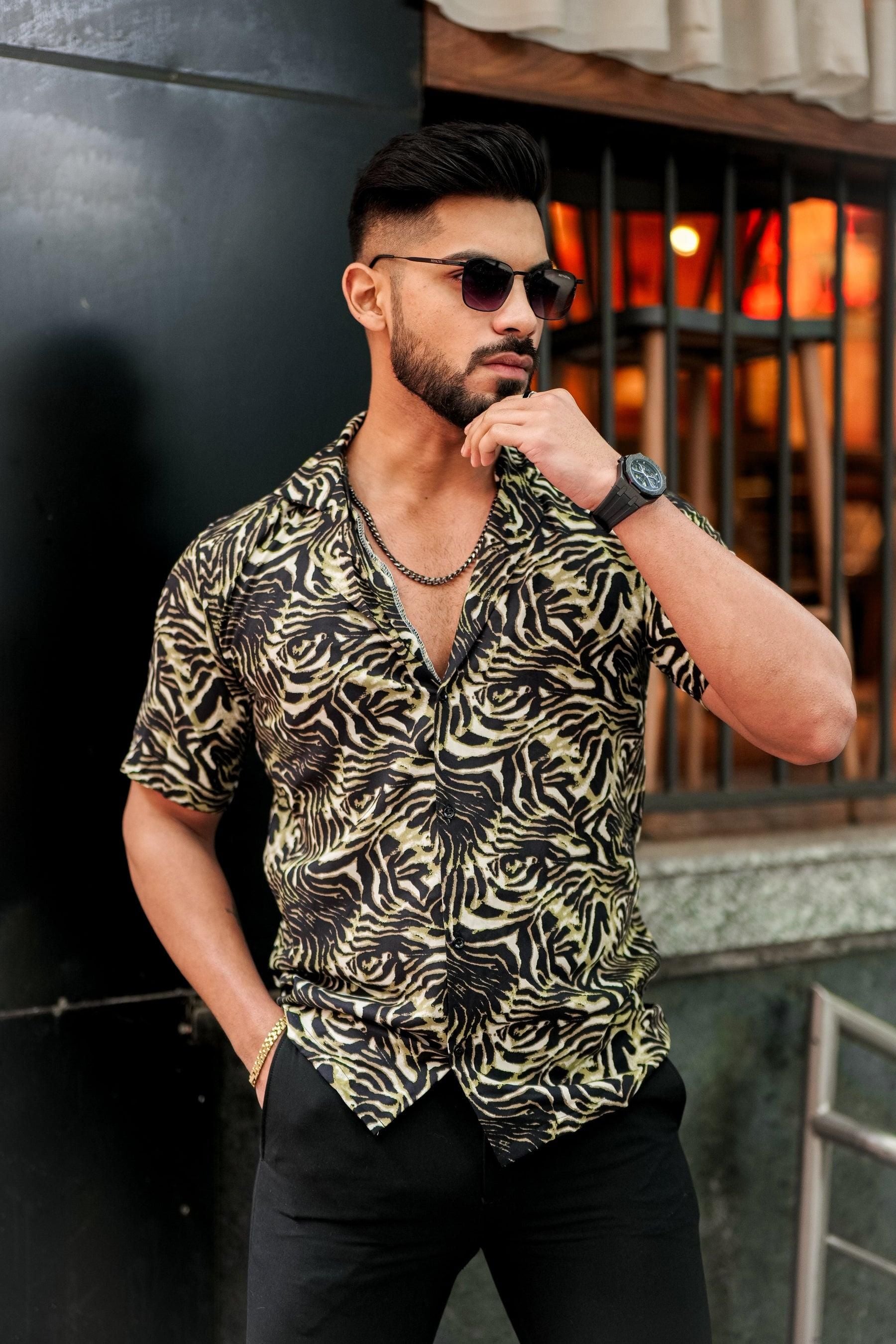 ROYAL TAIL Men's Printed Rayon Cuban Collar Casual Shirt Multicolor Roposo Clout