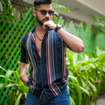 ROYAL TAIL Men's Stripe Print Rayon Cuban Collar Casual Shirt Multicolor Roposo Clout