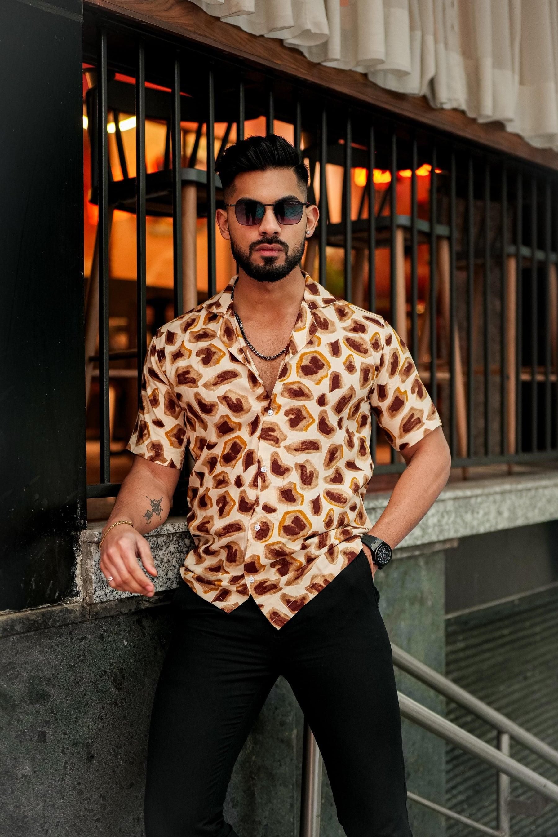 ROYAL TAIL Men's Printed Rayon Cuban Collar Casual Shirt Multicolor Roposo Clout