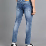 FUDE PRIDE Men's Slim Fit Mid Rise Solid Blue Jeans Roposo Clout