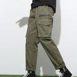 Sprouted Men's Cotton Solid Multipocket Olive Cargo Pant Slim Fit Roposo Clout