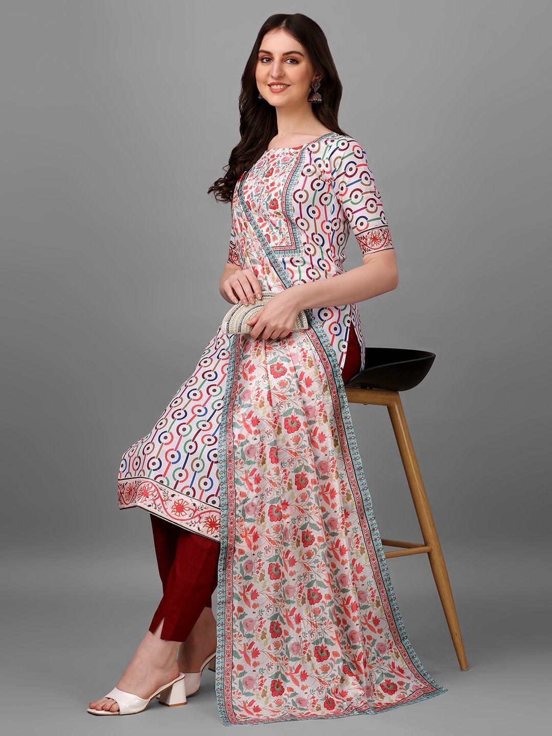 Straight Printed Round Neck Women Kurta Set Roposo Clout