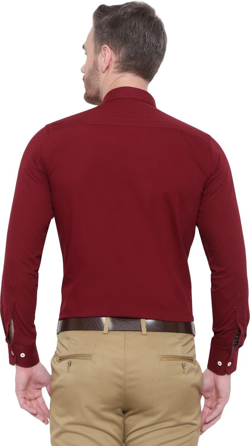 SREY Men Slim Fit Solid Maroon Formal Shirt Roposo Clout