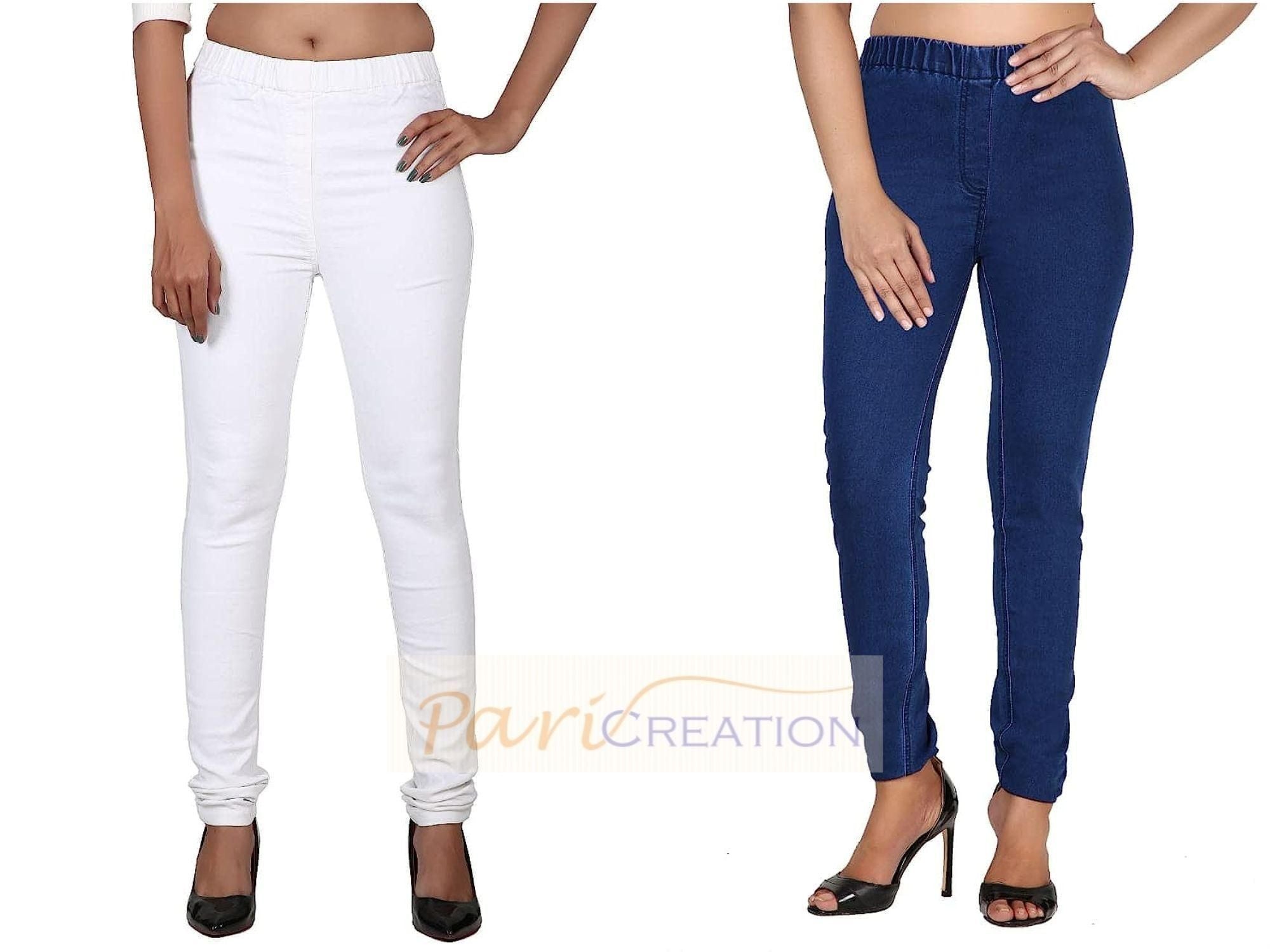 FITWINGS Combo of 2 Women's Slim Fit Denim Lycra Stretchable Jegging Roposo Clout