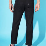 FUDE PRIDE Men's Slim Fit Mid Rise Solid Black Jeans Roposo Clout