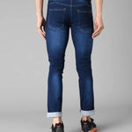 FUDE PRIDE Men's Slim Fit Mid Rise Side Tape Navy Blue Jeans Roposo Clout