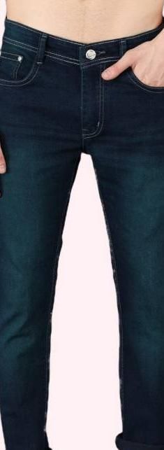 FUDE PRIDE Men's Slim Fit Mid Rise Solid Navy Blue Jeans Roposo Clout