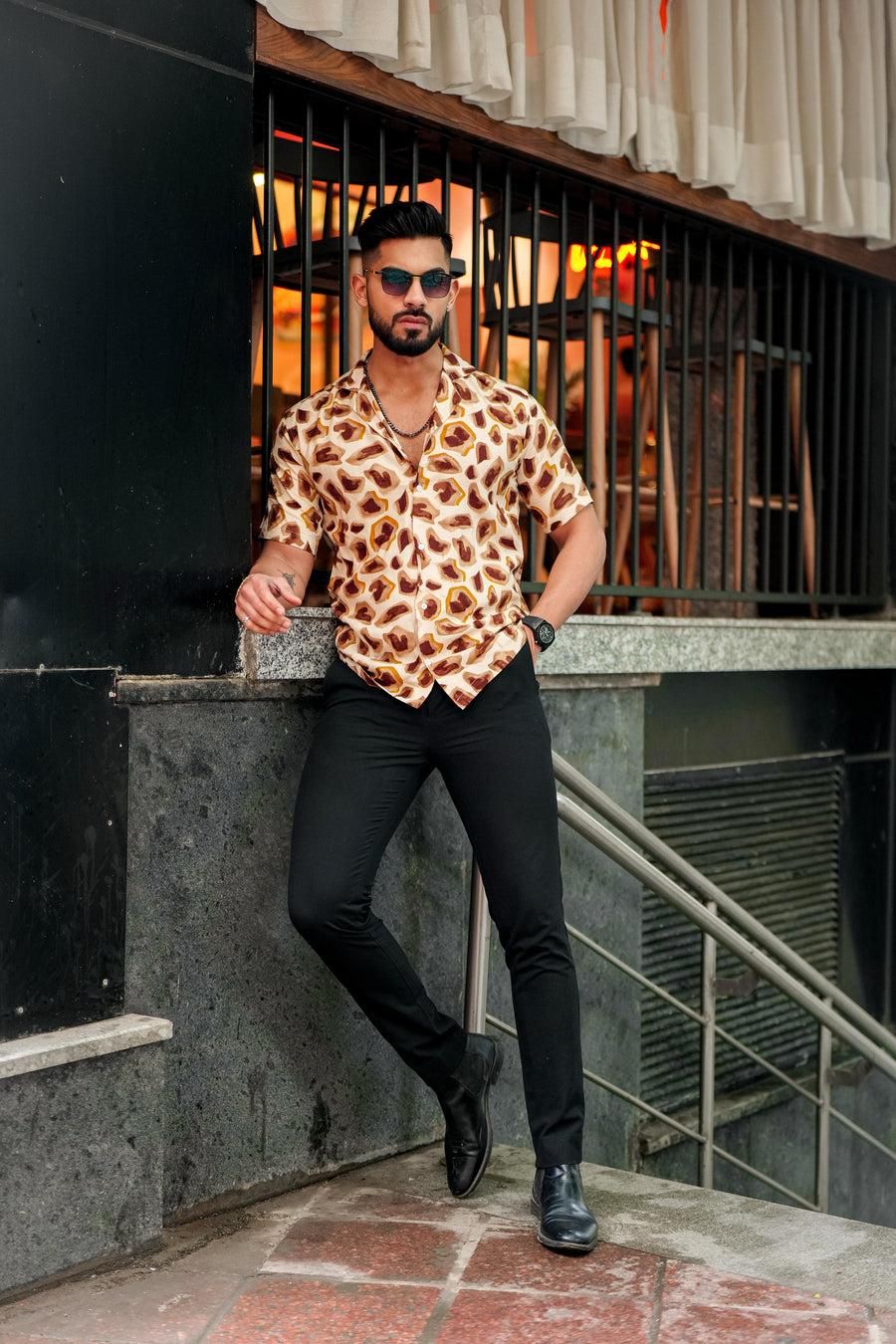 ROYAL TAIL Men's Printed Rayon Cuban Collar Casual Shirt Multicolor Roposo Clout