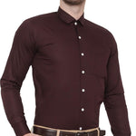 SREY Men Slim Fit Solid Brown Formal Shirt Roposo Clout