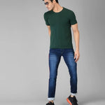 FUDE PRIDE Men's Slim Fit Mid Rise Side Tape Navy Blue Jeans Roposo Clout