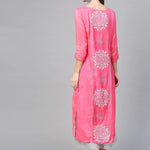 PANNKH Pink Lotus Inspired Printed Panelled Kurta Roposo Clout