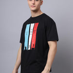 Door 74 Men Black Graphic Printed Pure Cotton Oversized T-Shirt Roposo Clout